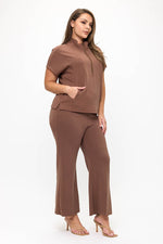 Plus Size Women’s Comfort Drape Half Zip Set
