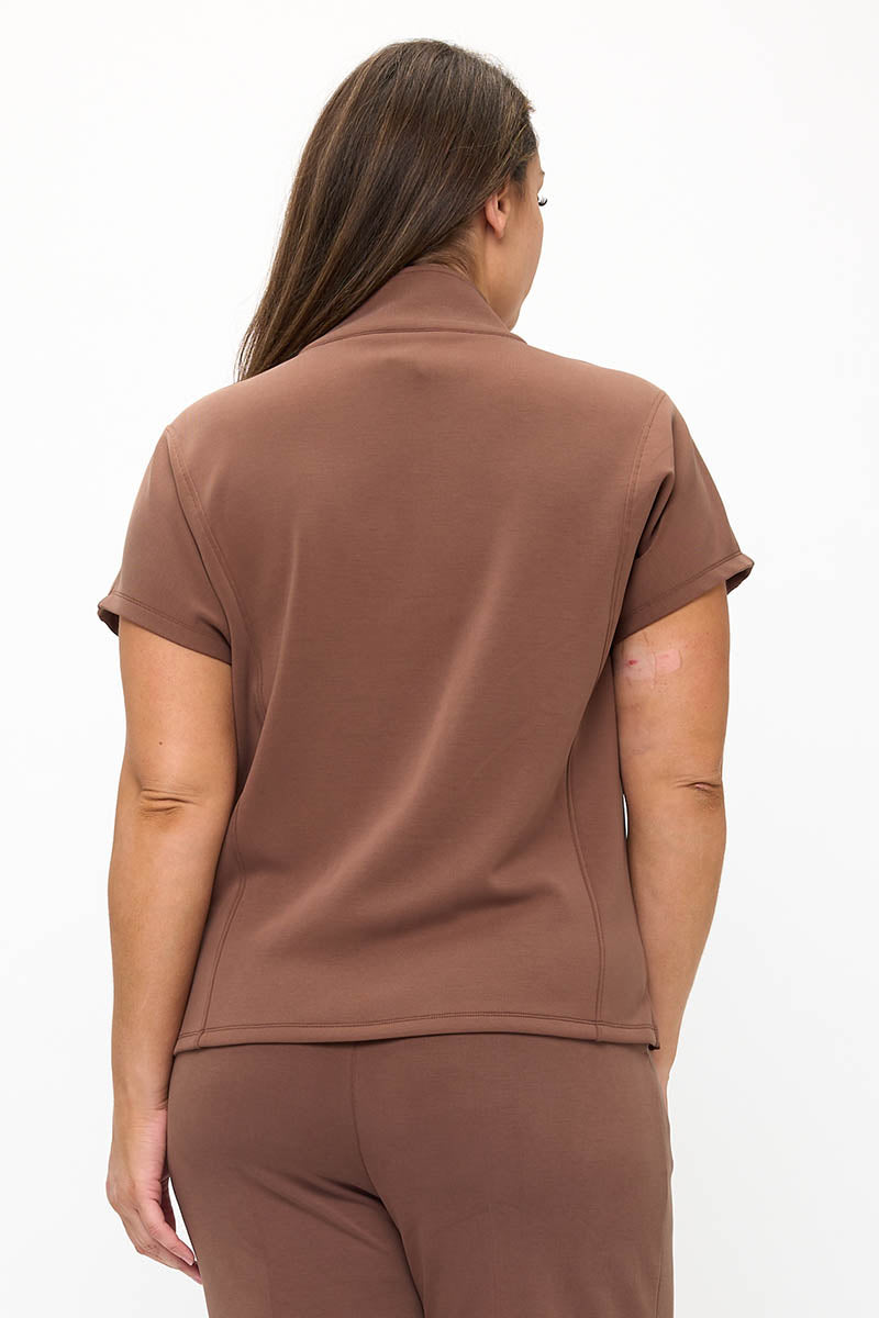 Plus Size Comfort Drape Half Zip Top