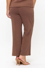 Plus Size Mocha Brown Cropped Modal Scuba Relaxed Fit Pants with Pockets 
