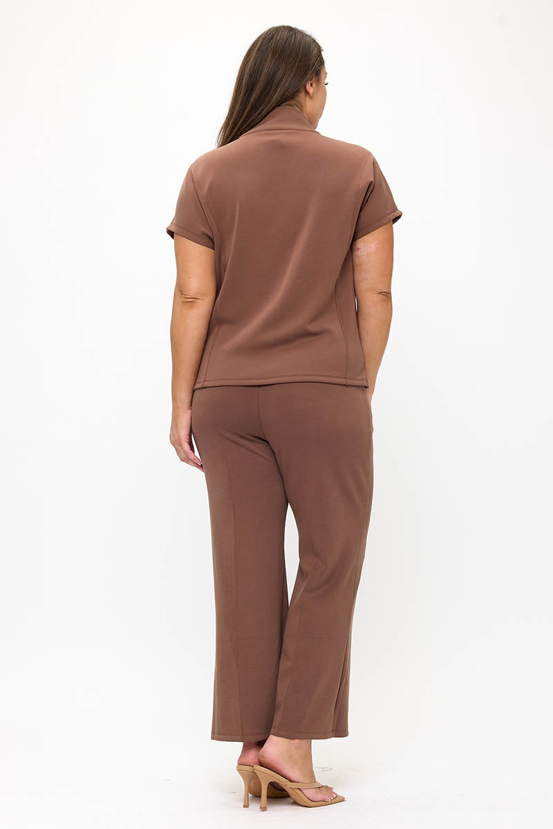Plus Size Women’s Comfort Drape Half Zip Set