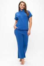 Plus Size Women’s Comfort Drape Half Zip Set