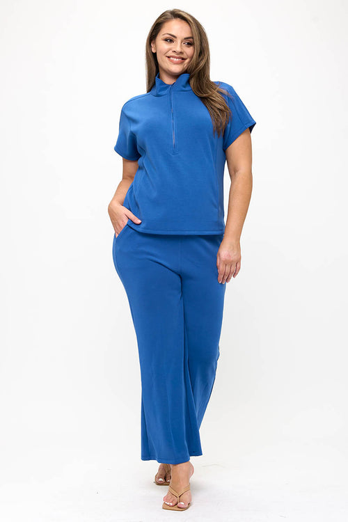 Plus Size Women’s Comfort Drape Half Zip Set