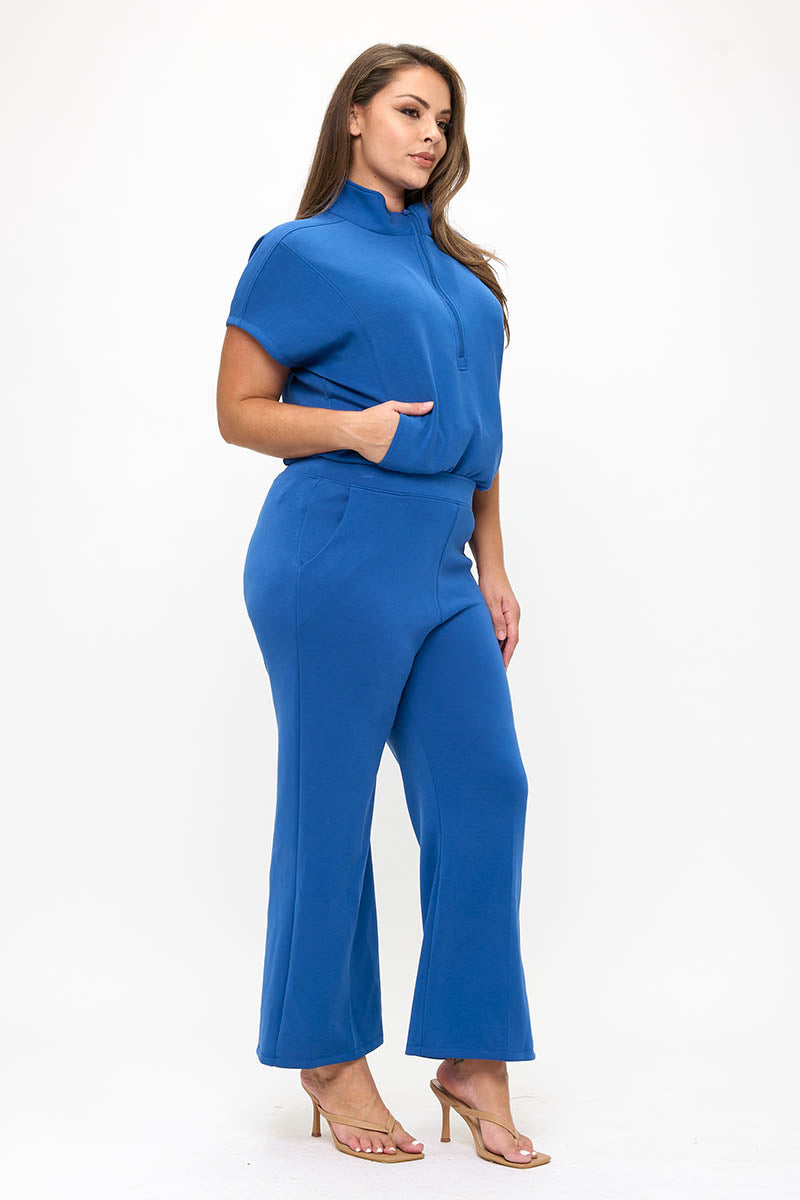 Plus Size Women’s Comfort Drape Half Zip Set