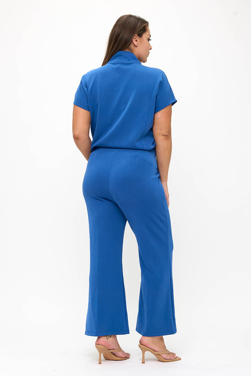 Plus Size Women’s Comfort Drape Half Zip Set