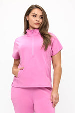 Plus Size Comfort Drape Half Zip Top