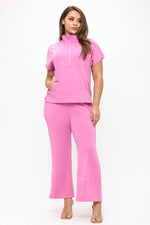 Plus Size Women’s Comfort Drape Half Zip Set