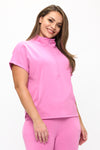 Plus Size Comfort Drape Half Zip Top