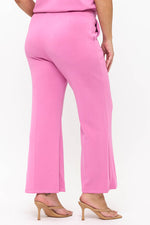 Plus Size Pink Cropped Modal Scuba Relaxed Fit Pants with Pockets 
