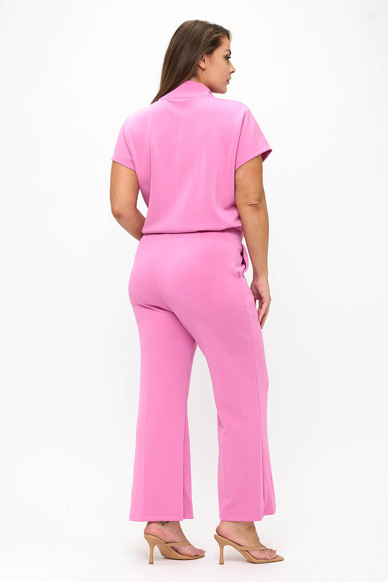 Plus Size Women’s Comfort Drape Half Zip Set