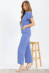 Comfort Drape Half Zip Top and Cropped Pants Loungewear Set