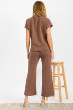 Comfort Drape Half Zip Top and Cropped Pants Loungewear Set