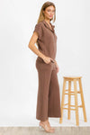 Comfort Drape Half Zip Top and Cropped Pants Loungewear Set