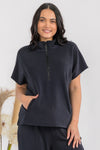 Plus Size Comfort Drape Half Zip Top