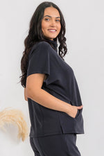 Plus Size Comfort Drape Half Zip Top