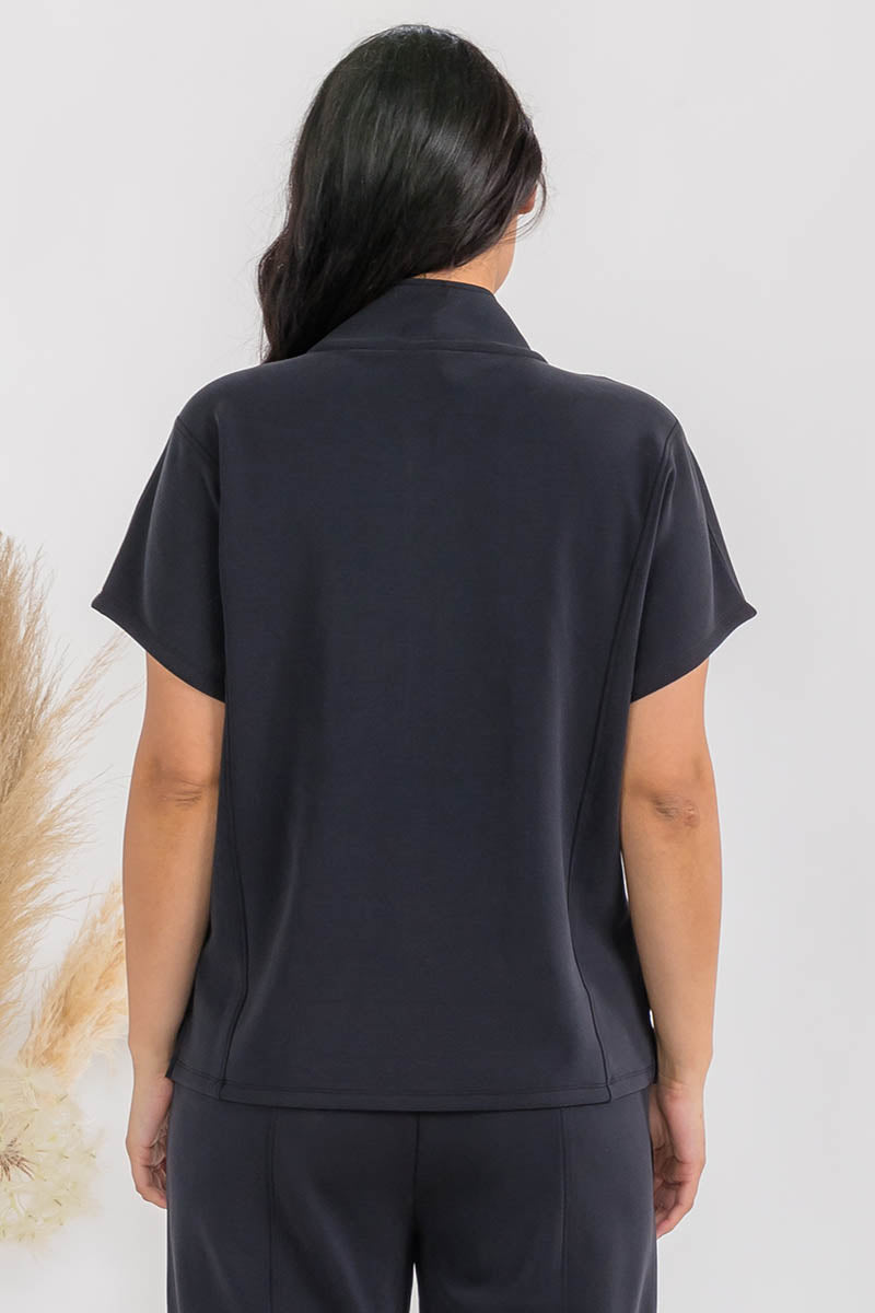 Plus Size Comfort Drape Half Zip Top