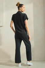 Comfort Drape Half Zip Top and Cropped Pants Loungewear Set