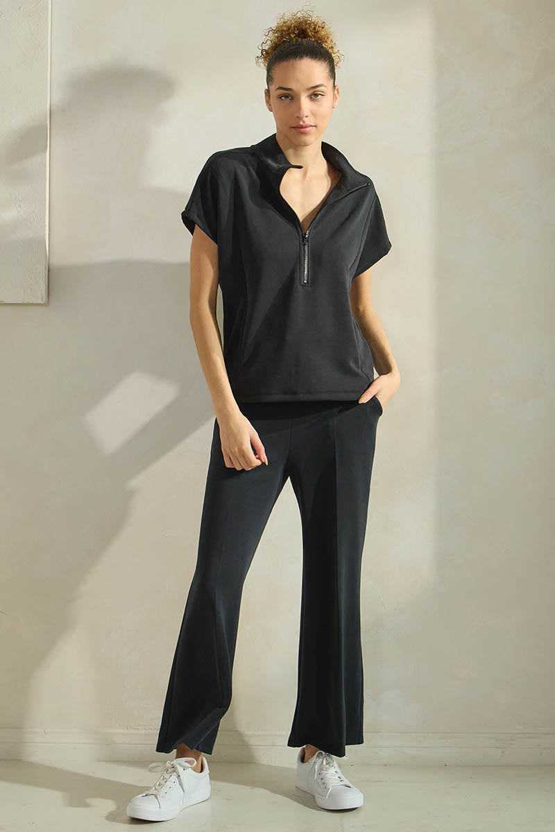 Comfort Drape Half Zip Top and Cropped Pants Loungewear Set