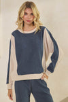 Duo Tone Relaxed Fit Corduroy Pullover Top