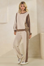 Plus Size Duo Tone Corduroy Pullover & Pant Set