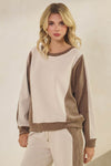 Duo Tone Relaxed Fit Corduroy Pullover Top