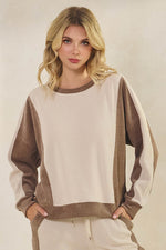 Duo Tone Relaxed Fit Corduroy Pullover Top