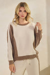 Duo Tone Relaxed Fit Corduroy Pullover Top