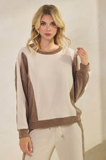 Duo Tone Relaxed Fit Corduroy Pullover Top