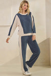 Plus Size Duo Tone Corduroy Pullover & Pant Set