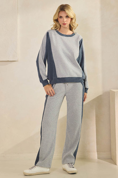 Duo Tone Relaxed Fit Corduroy Pullover & Pant Set
