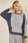 Duo Tone Relaxed Fit Corduroy Pullover Top