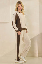 Plus Size Duo Tone Corduroy Pullover & Pant Set