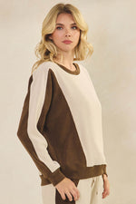 Plus Size Duo Tone Corduroy Pullover & Pant Set
