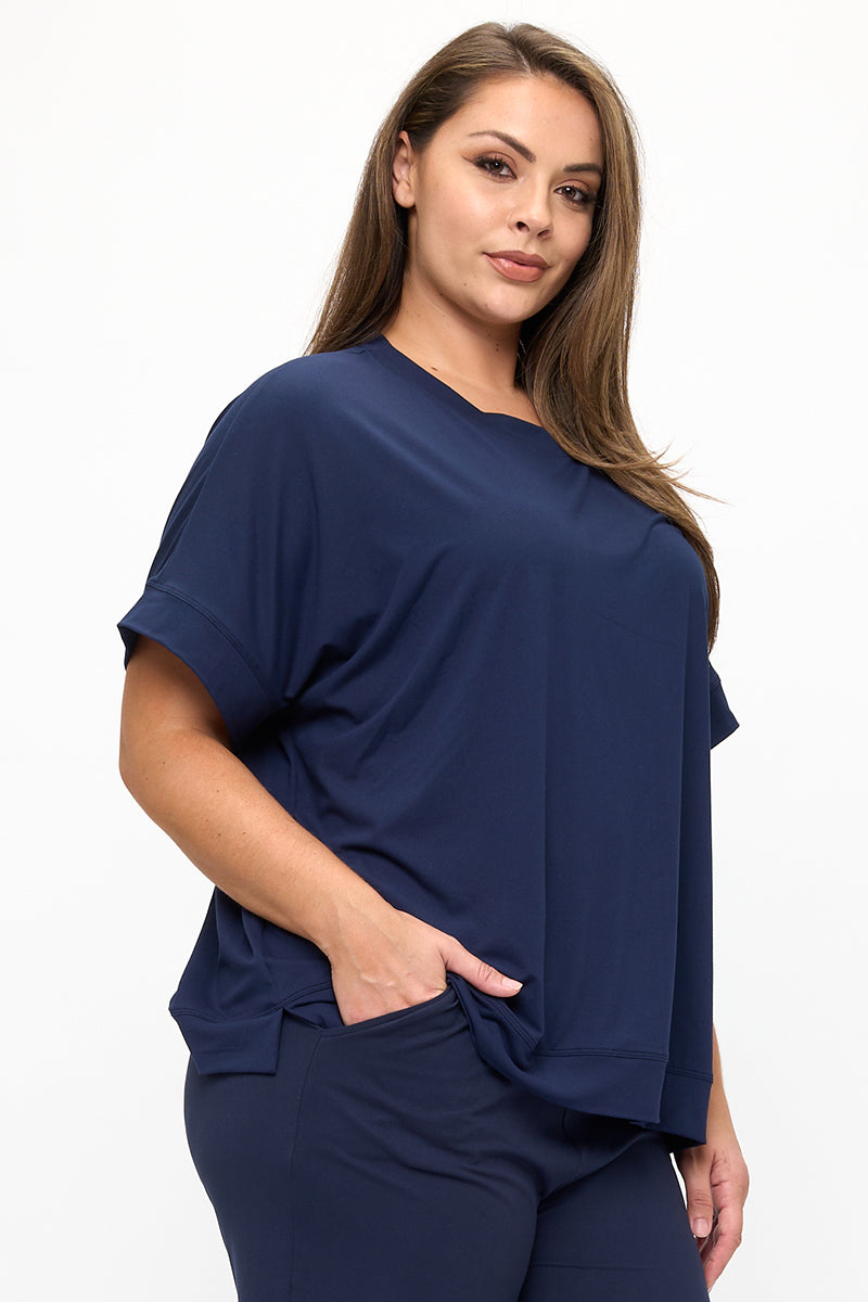 Plus Size Women’s Effortless Chic Relaxed Drape Top