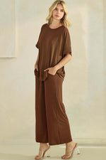Effortless Chic Relaxed Drape Oversized Top & Wide Leg Cropped Pants Set