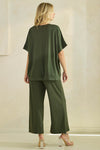Effortless Chic Relaxed Drape Oversized Top & Wide Leg Cropped Pants Set