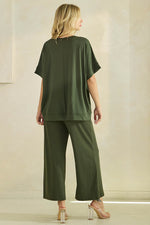 Effortless Chic Relaxed Drape Oversized Top & Wide Leg Cropped Pants Set