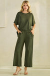Effortless Chic Relaxed Drape Oversized Top & Wide Leg Cropped Pants Set
