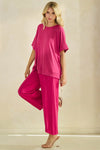 Effortless Chic Relaxed Drape Oversized Top & Wide Leg Cropped Pants Set