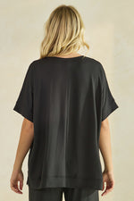 Women’s Effortless Chic Relaxed Drape Ultra Soft Short Sleeved Crew Neck Top