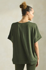 Women’s Effortless Chic Relaxed Drape Ultra Soft Short Sleeved Crew Neck Top