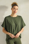 Women’s Effortless Chic Relaxed Drape Ultra Soft Short Sleeved Crew Neck Top