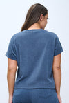 Plus Size Textured Lounge Short Sleeve Corduroy Top