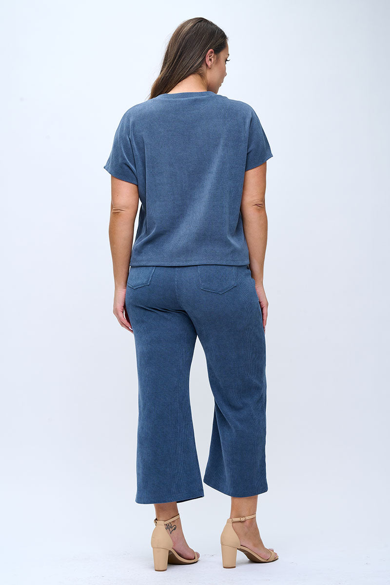 Plus Size Women's Textured Lounge Corduroy Set
