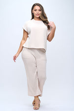 Plus Size Women's Textured Lounge Corduroy Set