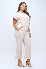 Plus Size Women's Textured Lounge Corduroy Set