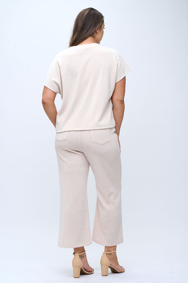 Plus Size Women's Textured Lounge Corduroy Set