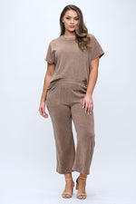 Plus Size Women's Textured Lounge Corduroy Set