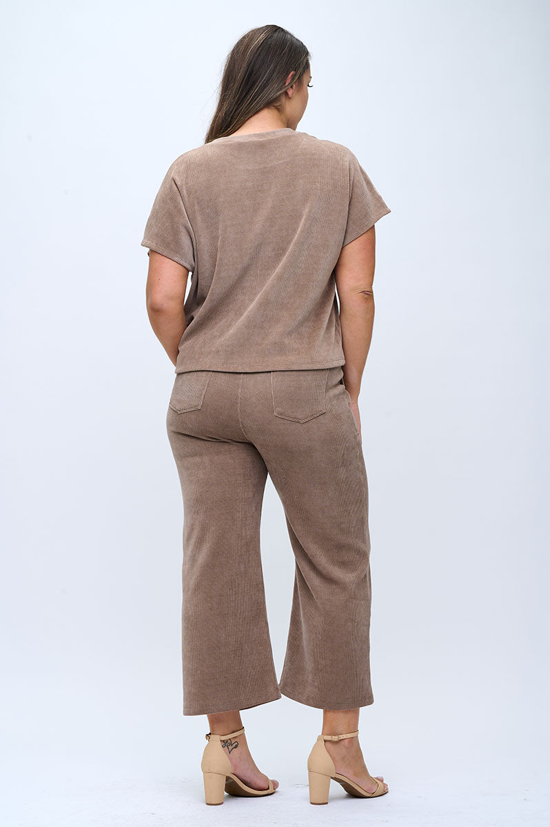 Plus Size Women's Textured Lounge Corduroy Set