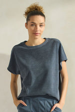 Women's Textured Lounge Short Sleeve Corduroy Top