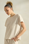 Women's Textured Lounge Short Sleeve Corduroy Top